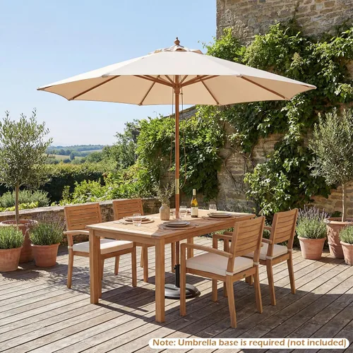 Miniatura 2 de Tangkula Sombrilla de patio de 9 pies, sombrilla de mercado de mesa al aire libre con 8 varillas de madera, 3 alturas ajustables, sistema de polea