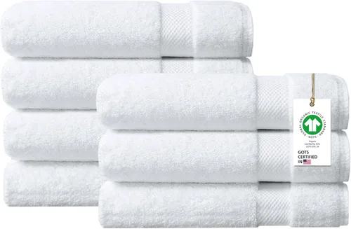 Miniatura 36 de Toallas 100% algodón orgánico de 22.93 oz/m² de felpa al tacto de secado rápido, paquete de 12 toallas de lavado de algodón orgánico, certificado