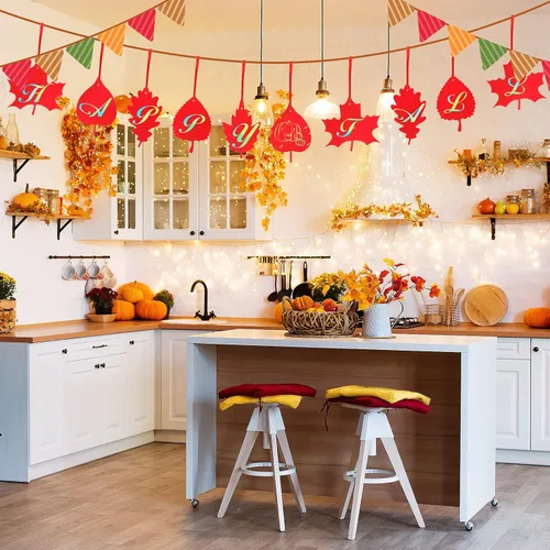 Miniatura 6 de BBTO 50 hojas de otoño coloridas hojas de rascar con cintas y lápiz capacitivo de madera para fiesta de cosecha de Acción de Gracias (rojo)