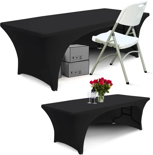 Miniatura 10 de ABCCANOPY - Mantel elástico de 1,2 m para mesa, ajustado, con parte trasera abierta, lavable, salvamanteles para mesas rectangulares, color negro