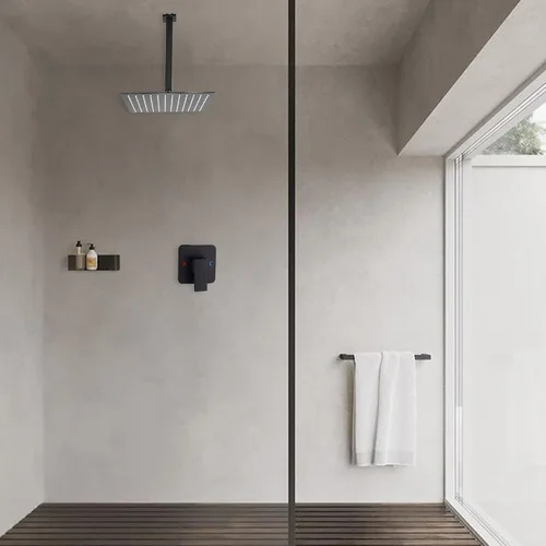 Miniatura 3 de Sistema de ducha de techo negro, grifo de ducha de lujo, mezclador de lluvia, sistema de cabezal de ducha de 10 pulgadas, negro mate con válvula