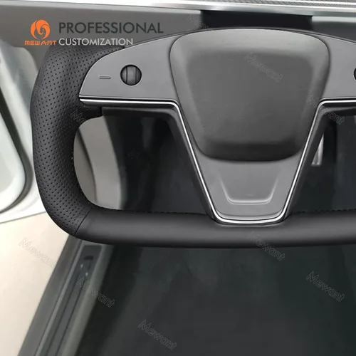 Miniatura 3 de MEWANT Funda para volante de automóvil de piel sintética cosida a mano para Tesla Yoke Model S Plaid 2021-2023/Model X 2021-2023, accesorios