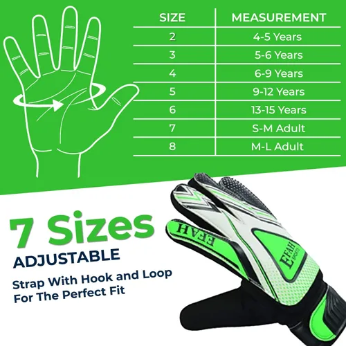 Miniatura 6 de Guantes de portero de fútbol para niños y jóvenes, guantes de portero de fútbol con agarres fuertes Negro/Verde