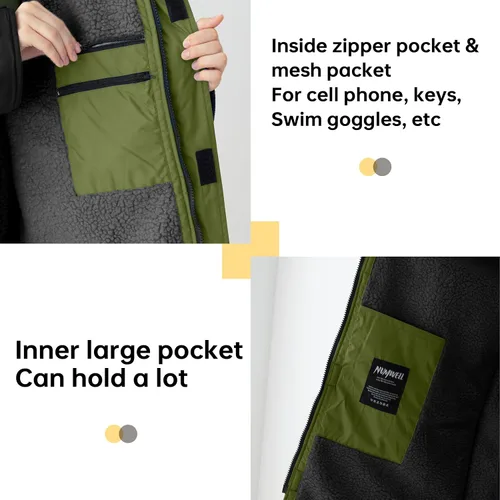 Miniatura 5 de Parka de natación impermeable cálida para hombres y mujeres, bata cambiadora con capucha de gran tamaño, poncho de invierno de felpa para deportes