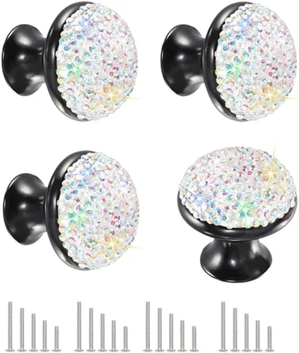 SAVORI Pomos decorativos para cajones, pomo de cristal diseñado con diamantes de imitación para armario, armario, tiradores con tornillos para el