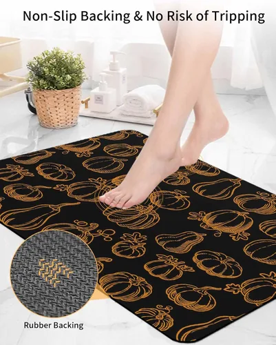 Miniatura 5 de Alfombra de baño Shabby Chic con diseño de calabazas, antideslizante, de secado rápido y absorbente, de tierra de diatomeas, para cocina, sala