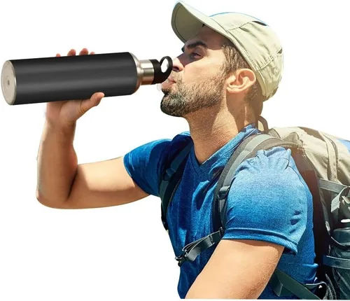 Miniatura 6 de Flower Horse - Botella de agua de acero inoxidable con aislamiento al vacío, botella de boca estándar con asa ancha