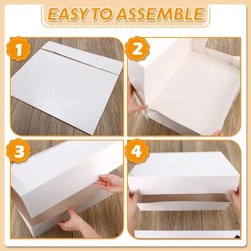 Miniatura 4 de Tudomro Paquete de 10 cajas para pasteles de 19 x 14 x 4 pulgadas, cajas de cartón para tartas, cajas rectangulares grandes, papel kraft sin ventana