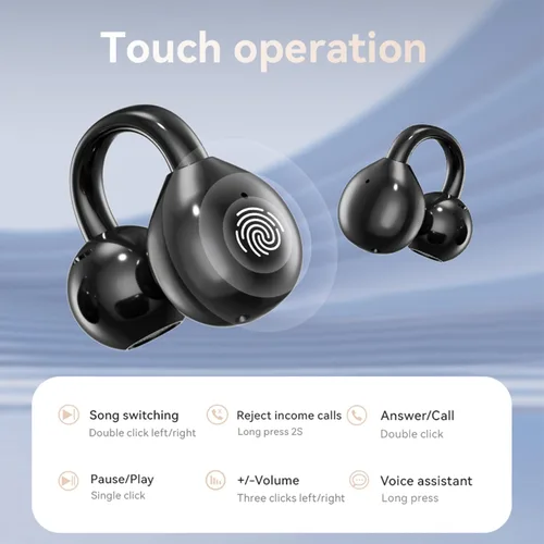 Miniatura 8 de Auriculares abiertos con clip para la oreja, auriculares inalámbricos Bluetooth 5.4, auriculares deportivos con pantalla táctil LED inalámbrica