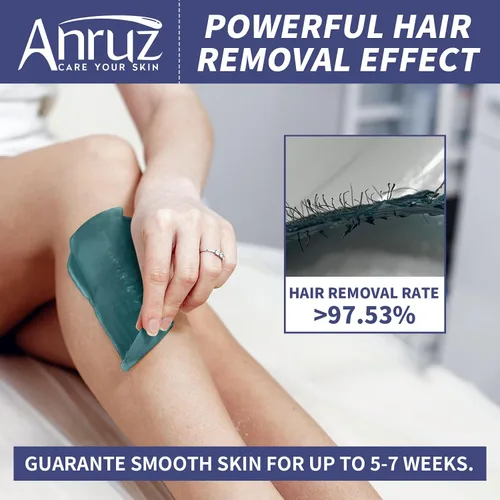 Miniatura 3 de Kit de cera Anruz para mujeres y hombres - Kit de cera para depilación con cuenco de silicona, 4 bolsas de perlas de cera dura y 30 palos - Kit