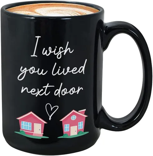 Taza Bubble Hugs I Wish You Lived Next Door de 15 onzas, regalo ideal para inauguración de la casa para mejores amigos, amigos de larga distancia,