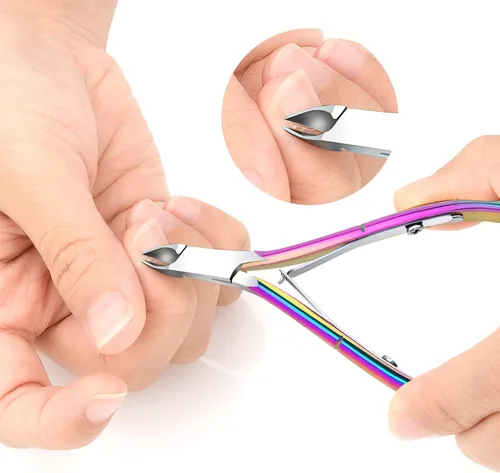 Miniatura 7 de Paquete de 4 pinzas de cutículas, recortadora de cutículas de acero inoxidable de alta calidad para manicura y pedicura en el hogar, spa/salón