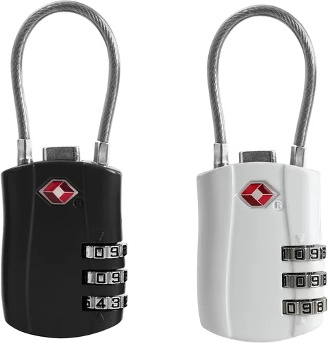 Miniatura 13 de Cerraduras TSA para equipaje, candado pequeño combinado con cable, candados de equipaje aprobados por la TSA, candado combinado con código