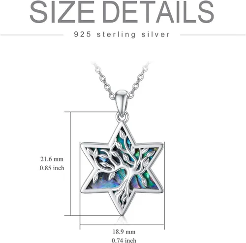Miniatura 84 de ONEFINITY Collar de plata de ley 925 con diseño de árbol de la vida con colgante de nudo celta de concha de abulón para mujer