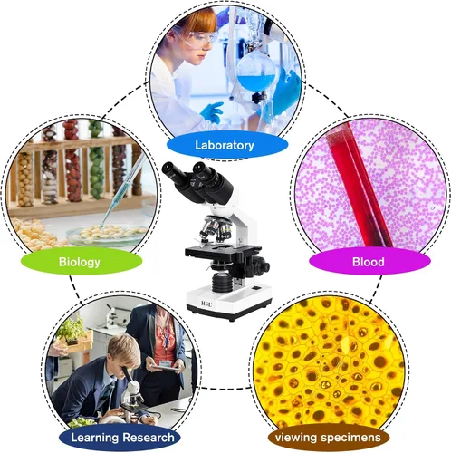 Miniatura 6 de HSL Microscopio binocular compuesto 40x-2500x para adultos profesional,microscopios para estudiante educar,Microscopio biológico LAB Micro Scope
