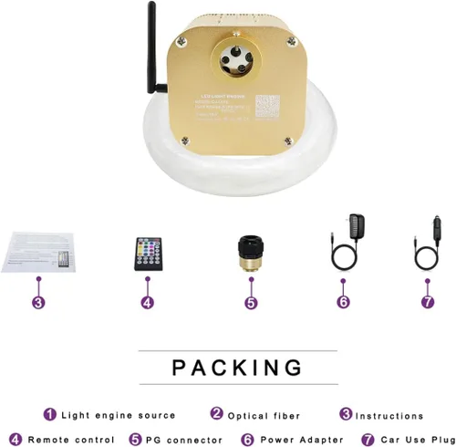 Miniatura 9 de AKEPO Luces de fibra óptica de control de aplicación RGBW de 16 W, activadas por música, 430 piezas de 9.8 pies/9.8 ft (0.03+0.04+0.06 pulgadas)