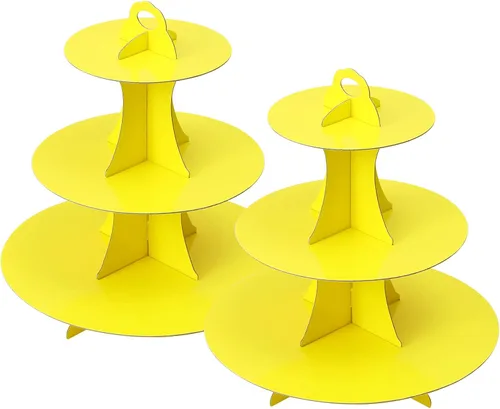 Miniatura 15 de Soleebee Soporte redondo de 3 niveles para cupcakes, torre de cartón para cupcakes, torre de soporte para pasteles de postre para decoración