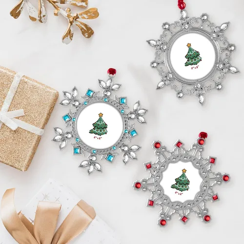 Miniatura 6 de GUOER Adornos de Marco de Fotos de Copo de Nieve para Árbol de Navidad, Regalo Conmemorativo de Vacaciones, Decoración del Hogar, Decoraciones