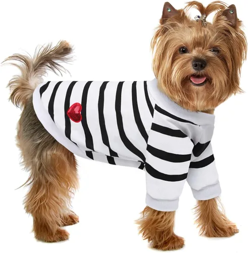 Miniatura 8 de Camiseta a rayas para perros y gatos, chaleco de algodón para primavera, verano, para mascotas, adecuada para mascotas pequeñas y medianas y Amarillo