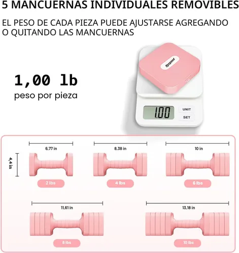 Miniatura 2 de Juego de mancuernas ajustables de 16 libras y 20 libras, juego de mancuernas para mujeres y hombres, pesas de mano, par de mancuernas