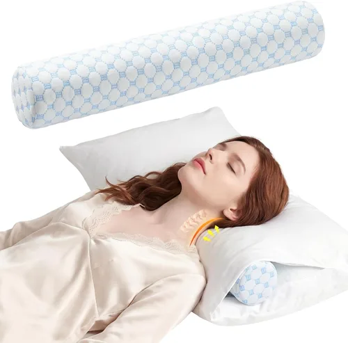 Miniatura 10 de Almohada Cervical de Rollo, Almohadas de Soporte Cervical de Espuma Viscoelástica, Almohadas de Cuello Redondas, Almohadas Cilíndricas de Refuerzo
