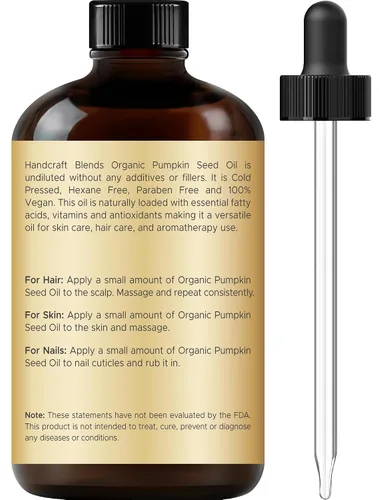 Miniatura 2 de Handcraft Blends Aceite de Semilla de Calabaza Orgánico Prensado en Frío en Botella de Vidrio - 4 Fl Oz - 100% Puro y Natural - Aceite Portador