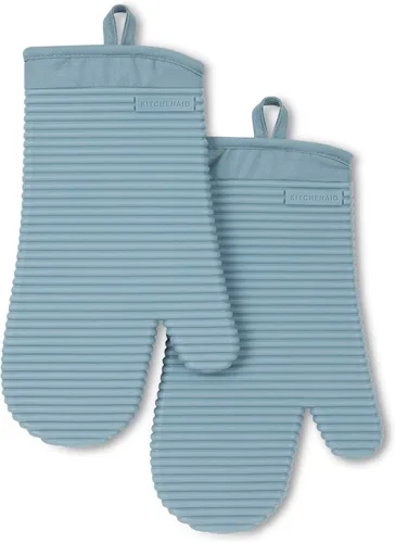 Miniatura 12 de KITCHENAID Juego de 2 guantes de horno de silicona suave acanalados, 7.5 x 13 pulgadas, color pistacho