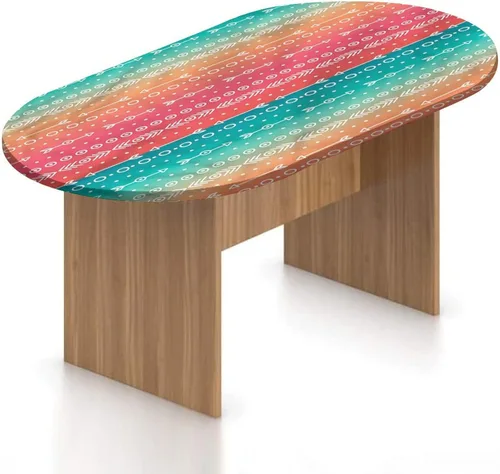 Miniatura 12 de Mantel ajustable ovalado de poliéster elástico para acuario, diferentes peces en la parte inferior del océano, mantel ajustable con estampado