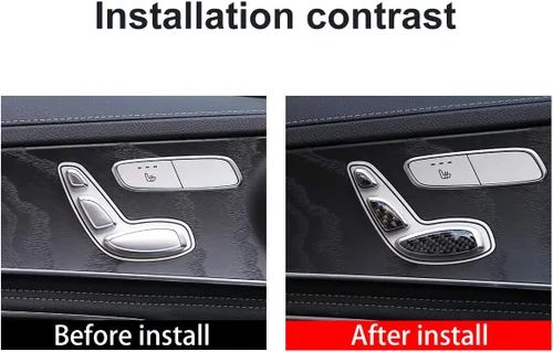 Miniatura 2 de YIWANG Adhesivo interno de lentejuelas 3D de botón de asiento de automóvil de fibra de carbono suave para Mercedes Benz C GLC Clase W205 X253