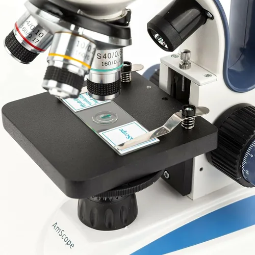 Miniatura 8 de AmScope Microscopio monocular compuesto inalámbrico digital M158C-2L-E, oculares WF10x y WF25x, aumento de 40x-1000x, iluminación LED superior e