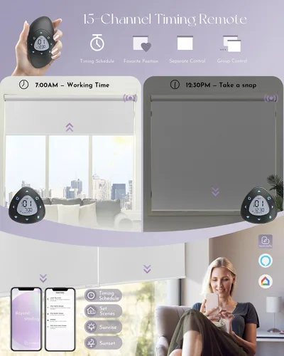 Miniatura 4 de Graywind Persiana Enrollable Motorizada 100% Opaca Compatible con Alexa Google Control Remoto Inteligente Persianas Recargables con Batería Motor