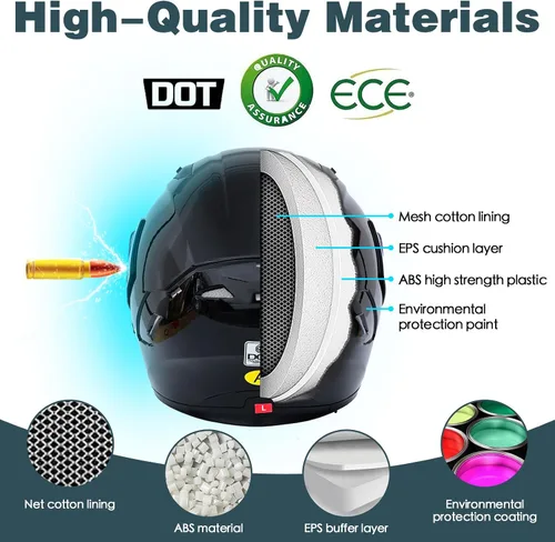 Miniatura 3 de Casco de motocicleta modular con Bluetooth UWILSEE, Casco integral abatible de cara completa con visera doble aprobado por DOT, con altavoces duales