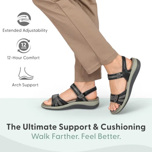 Miniatura 3 de Orthofeet Sandalias de soporte de arco para mujer, ideales para aliviar el dolor de talón y pies. Diseño terapéutico con soporte de arco, refuerzo