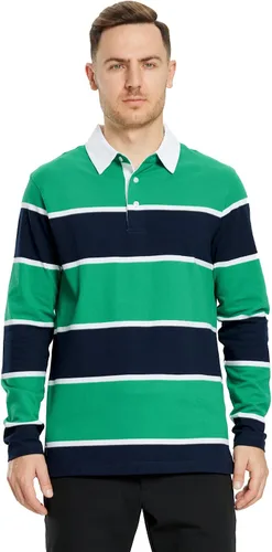 Miniatura 2 de Polo de golf para hombre, manga larga, a rayas, ajuste seco, casual, cuello piqué para hombre
