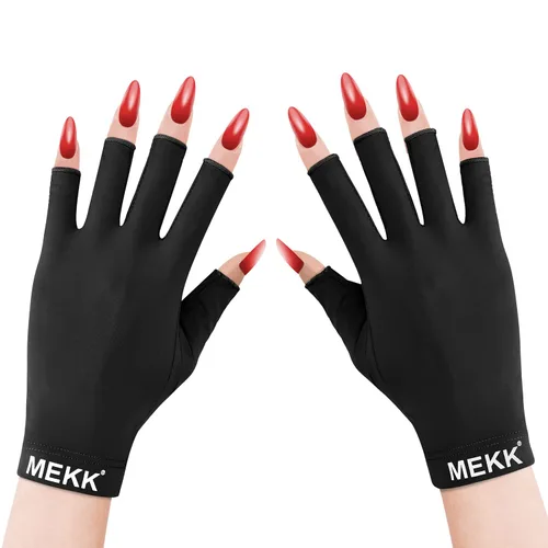 MEKK Guantes UV para uñas, guantes de protección UV extra largos UPF99+ para uñas de gel, guantes de manicura profesionales para el cuidado de la