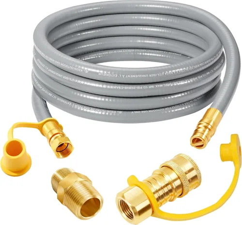 Miniatura 6 de GasSaf Manguera de Gas Natural de 10 Pies con DI de 1/2", con Accesorio de Conexión Rápida, Kit de Conversión para Parrilla de Gas, Generador