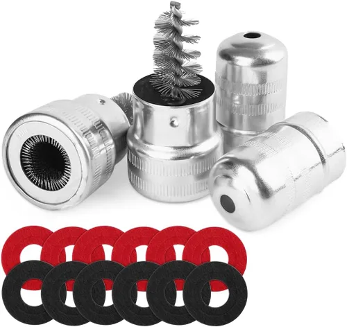 12 piezas de terminal de batería anticorrosión arandelas protectoras de fibra y 2 cepillos de limpieza, accesorios automotrices universales para
