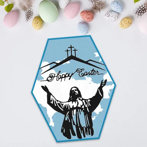 Miniatura 3 de Estivaux Marco de Navidad troquelado para hacer tarjetas, troqueles de oración de Jesús, adornos de religión de la Santa Familia, plantillas