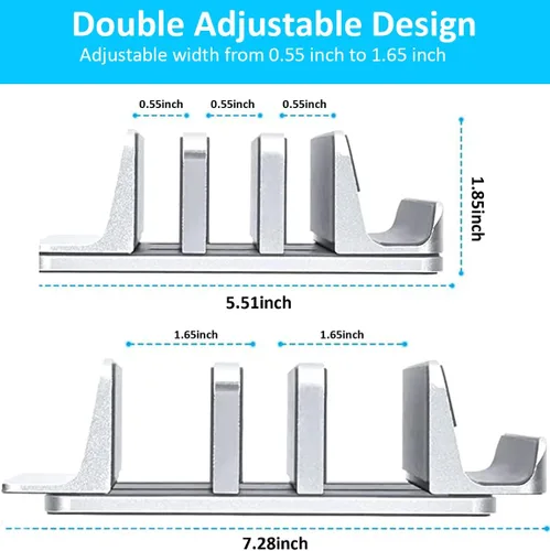 Miniatura 3 de Soporte vertical para laptop [versión actualizada], soporte de escritorio de 3 ranuras con base ajustable, diseño 4 en 1, soporte para computadora