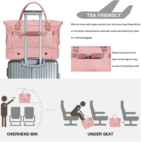 Miniatura 5 de Leathario Bolsa de viaje para mujeres y hombres, bolsa de lona deportiva, bolsa grande de gimnasio con compartimento para zapatos y bolsillo