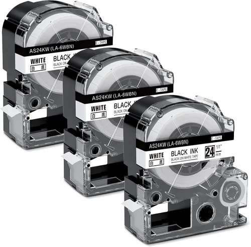 Miniatura 12 de Paquete de 3 cartuchos de cinta LK de repuesto para Epson LK-4TBN ST12KW LC-4TBN9 12mm LK negro sobre transparente de 1/2 pulgadas x 26.2 pies