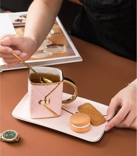 Miniatura 6 de Juego de tazas de café en forma de bolsa, tazas de té y platillos, juego de tazas de taza, tazas de espresso para amigos, mamá, boda, fiesta, hogar