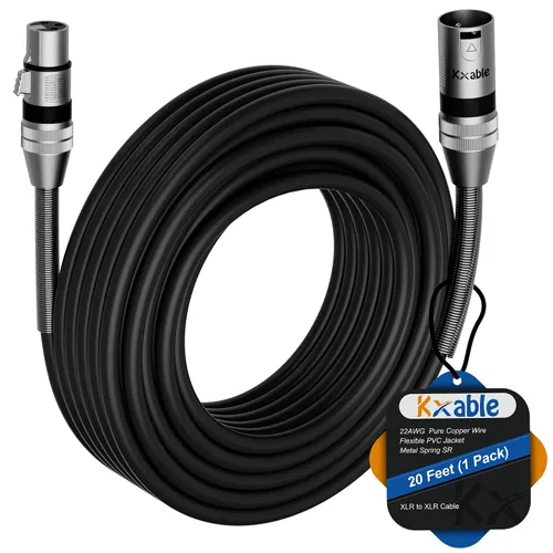Miniatura 25 de Cables de micrófono XLR (1 pie, paquete de 2), cable de micrófono balanceado XLR macho a hembra, cordón de altavoz blindado de 3 pines, conectores