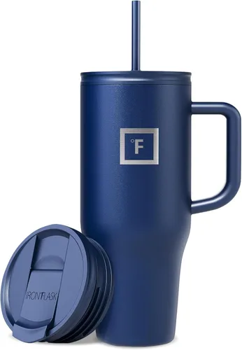 Miniatura 27 de IRON °FLASK Co-Pilot - Vaso aislante de 40 onzas con pajita y tapas abatibles - Botella con portavasos para bebidas frías o calientes - A prueba