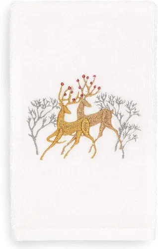 Miniatura 36 de Toalla de mano bordada de lujo 100% algodón turco, racimo de acebo de Navidad