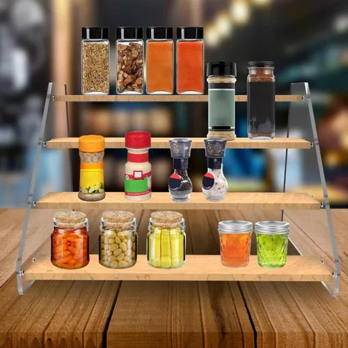 Miniatura 3 de VAEHOLD Organizador de estante de especias para gabinete y encimera - Organizador de condimentos Estante para especias - Estante elevador