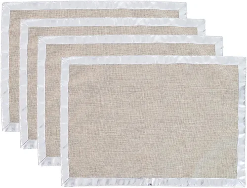 Miniatura 12 de Fennco Styles Manteles individuales con borde dorado metálico, 13 x 19 pulgadas, juego de 4 manteles individuales para decoración del hogar