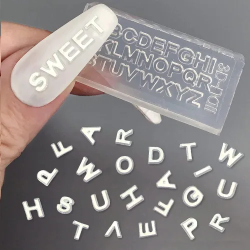 Moldes de silicona con letras 3D para arte de uñas, mini alfabeto, moldes de resina con letras A-Z, 26 alfabetos, herramientas de uñas, hechas a