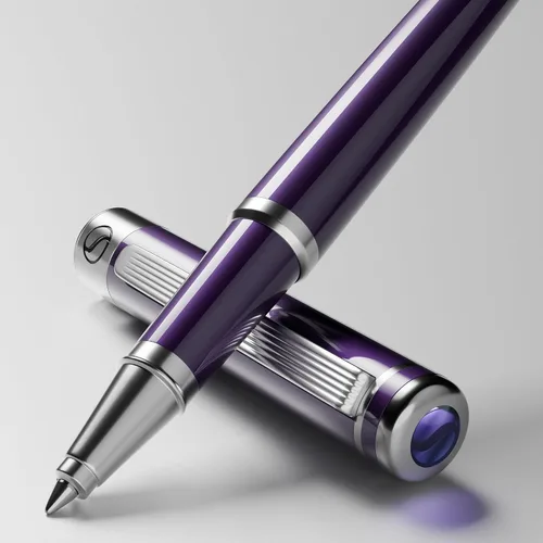 Miniatura 26 de Scriveiner – Bolígrafo roller azul medianoche, con lacado azul y acabado cromado, repuesto de tinta Schmidt, para hombres y mujeres, para 13. Azul