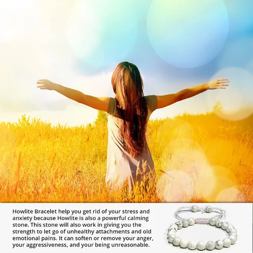 Miniatura 84 de Adjustable Crystal Bracelet – Gemstone Bead Bracelet with Adjustable Macrame String – Chic Gemstone Bracelet for Men and Women – 8mm Round Healing